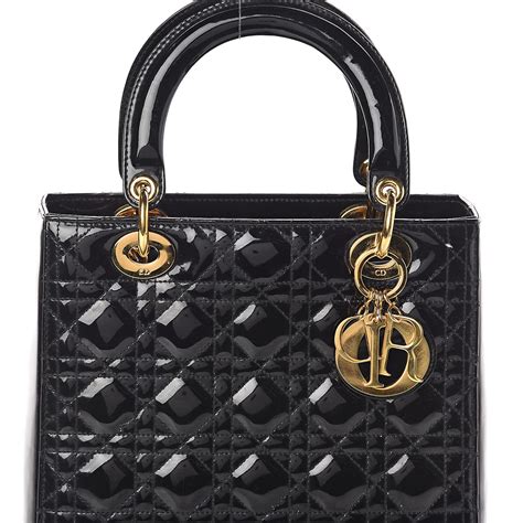 christian dior patent cannage medium lady dior black fake|discontinued christian dior purses.